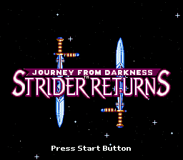 Strider Returns - Journey from Darkness Title Screen